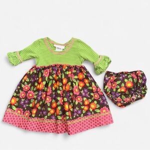 Bonnie Baby Green and Pink Floral Dress
